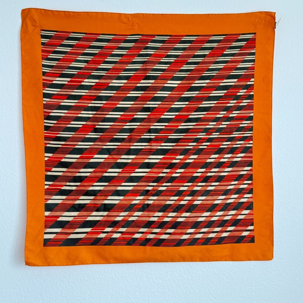 Les Centurion Scarf OS Orange Vintage Geometric Mod 1970s Retro Made in Italy